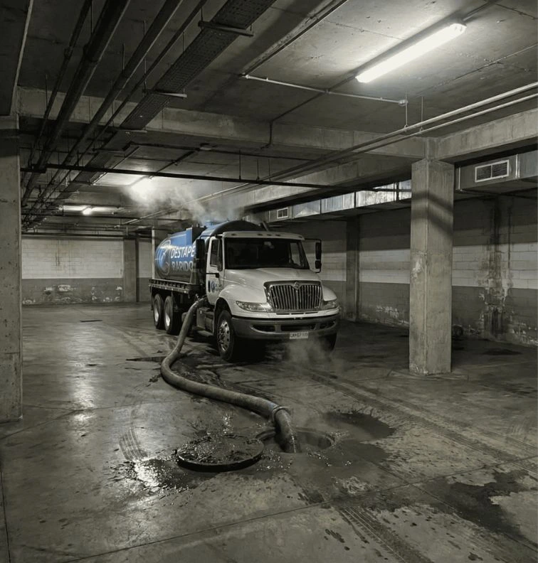 Hidrolavado de tubería en edificio